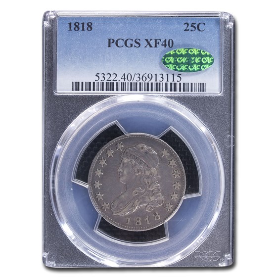 1818 Capped Bust Quarter XF-40 PCGS CAC 1818 Capped Bust Quarter XF-40 PCGS CAC